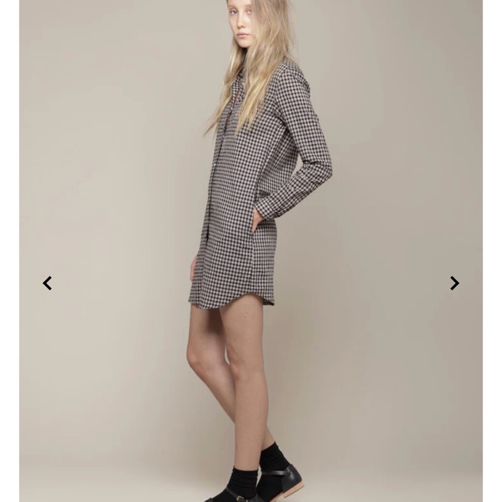Steven Alan Gray Gingham Check Flannel Button Front Shirt Dress M